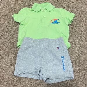 Champion Lime Polo and Heather Gray Shorts Set